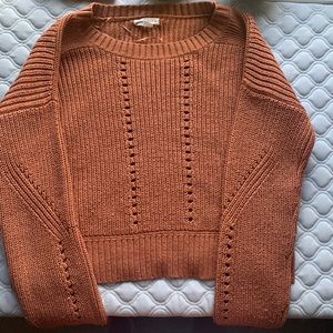Aeropostale cropped sweater burnt orange with gold thread